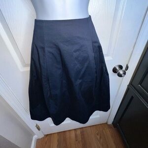 Vtg Talbots Women’s 8 Navy Cotton Stretch Box Pleats A-Line Skirt M Knee Length